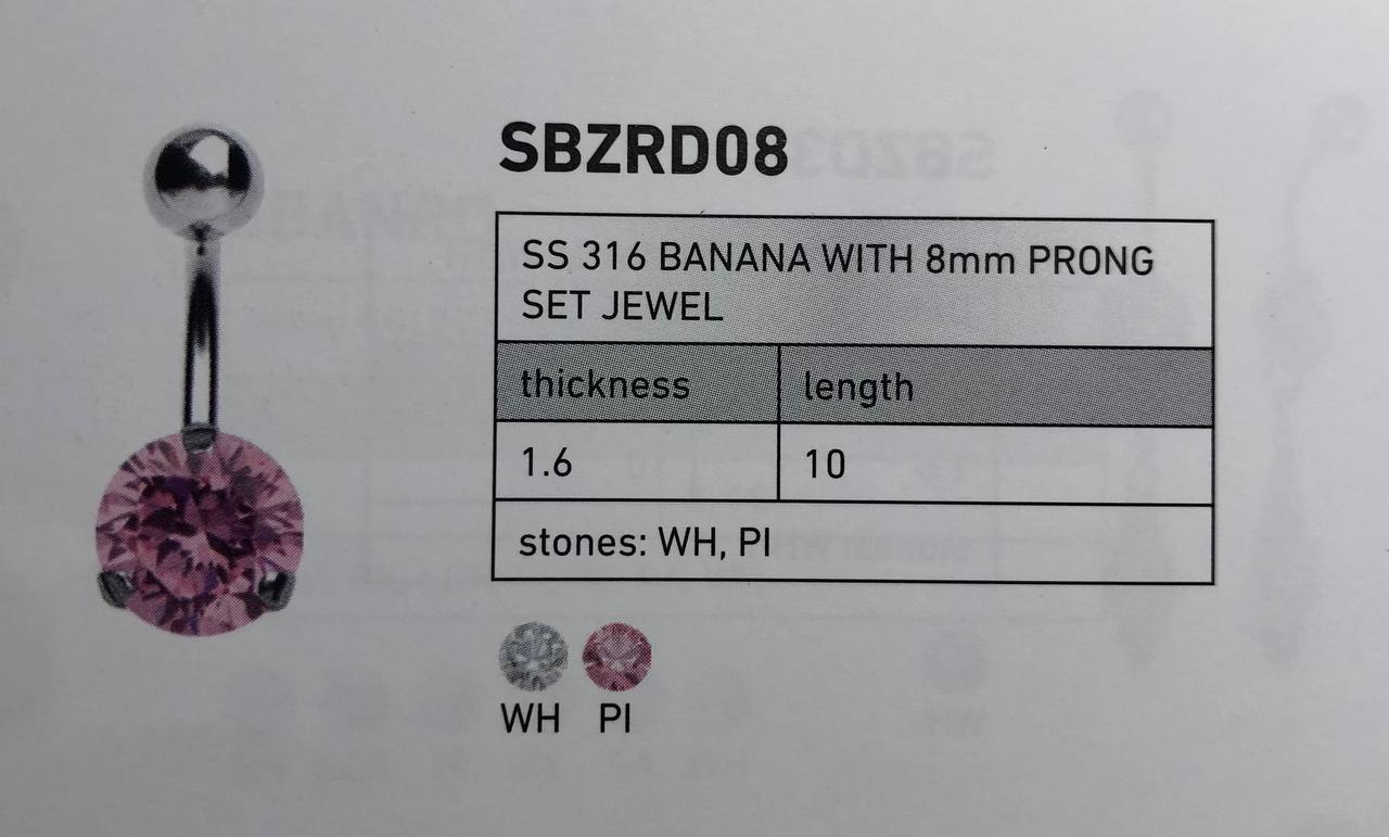 BANANA WITH 8mm PRONG SET JEWEL