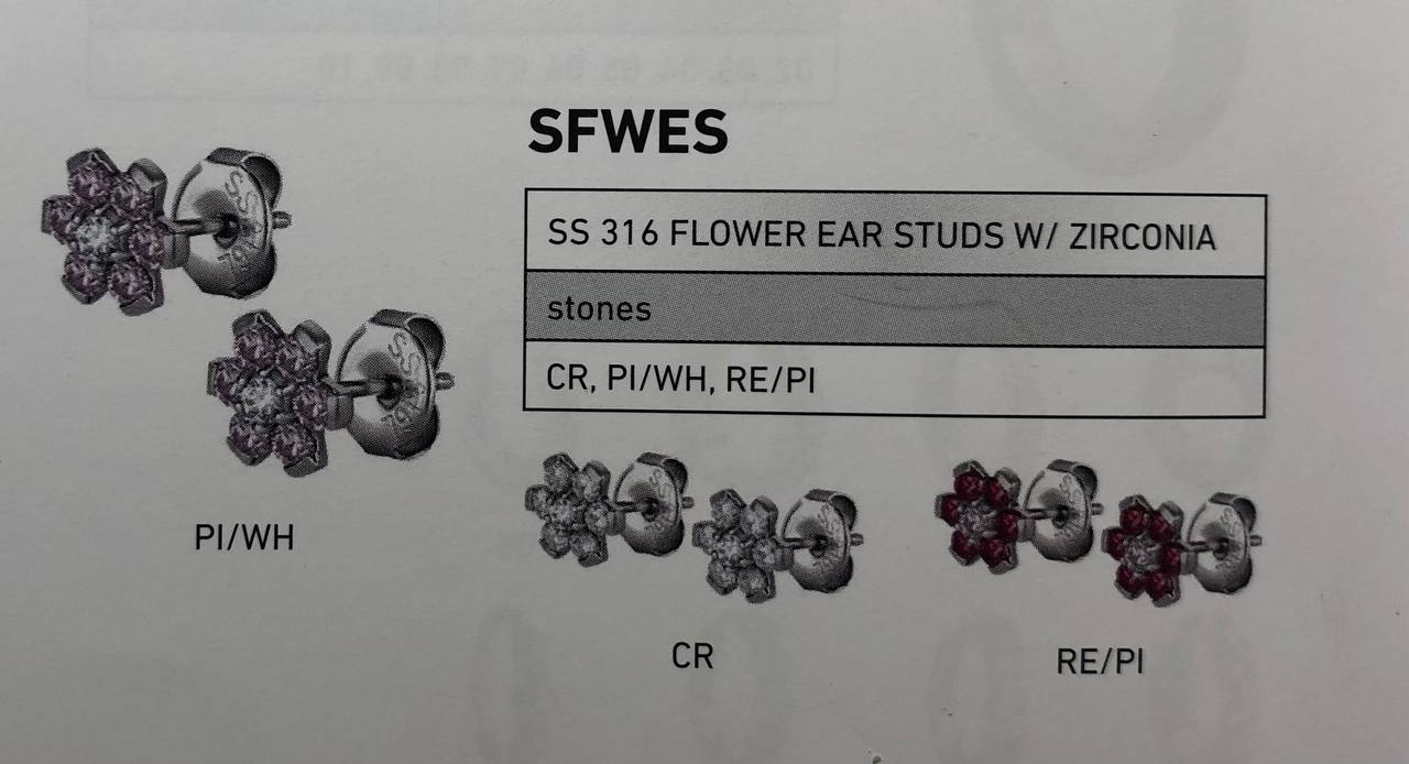 FLOWER EAR STUDS W/ ZIRCONIA