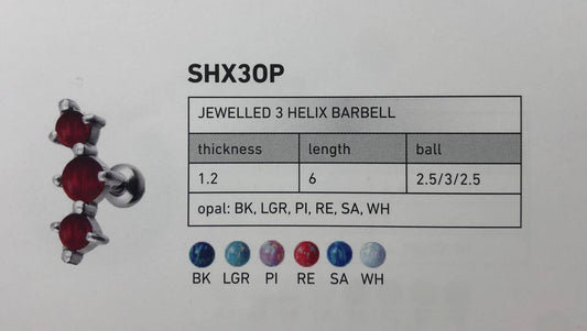 Jewelled 3 Helix Barbell