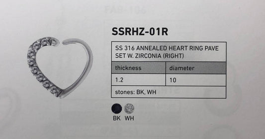 ANEALLED HEART RING PAVE SET W. ZIRGONIA ( right )